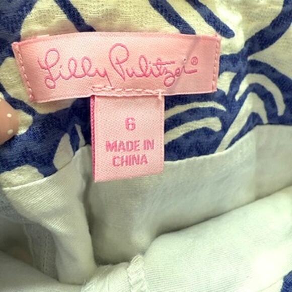 LILLY PULITZER Pom Pom Hem Skort Blue White Floral Cotton Size 6 - Picture 5 of 7